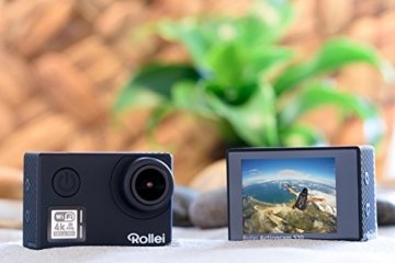 Rollei Actioncam 530 - WiFi Action Cam (Actionkamera) mit 4k Video Auflösung, Weitwinkelobjektiv, Bildstabilisierung, bis 40 m wasserfest, inkl. Unterwasserschutzgehäuse und Fernbedienung - Schwarz - 